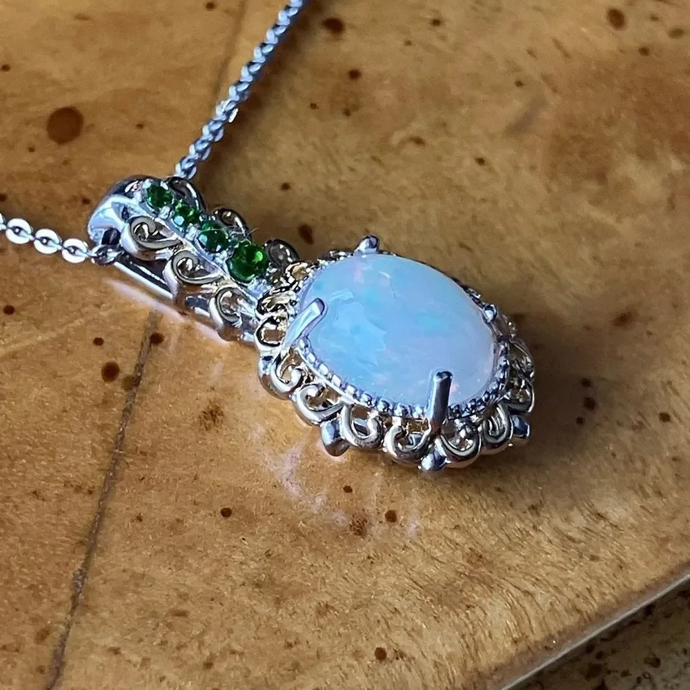 Natural Ethiopian Opal Chrome Diopside Necklace